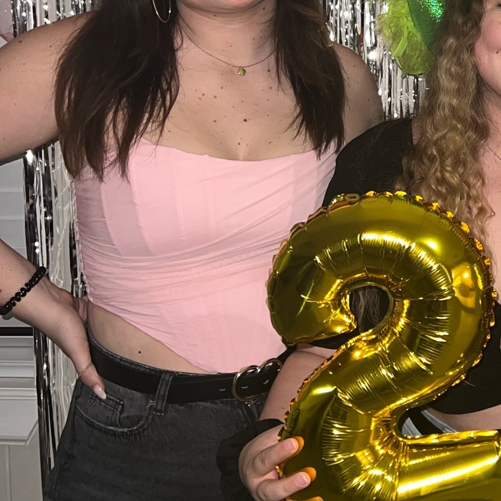 Pink cropped corset top